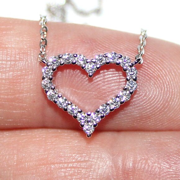 Sterling Silver Diamond Heart Necklace - Picture 5 of 5